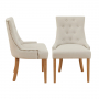 Luxury Natural Linen Fabric Scoop Back Dining Chair – Limed Oak Legs