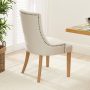 Luxury Natural Linen Fabric Scoop Back Dining Chair – Limed Oak Legs