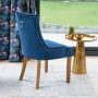 Solid Oak Refectory 2.4m Dining Table and 10 Blue Velvet Scoop Chairs