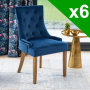 Solid Oak Medium Extending Dining Table + 6 x Blue Velvet Scoop Chairs