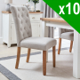 Solid Oak Refectory 2.4m Dining Table and 10 Bunbury Oatmeal Chairs