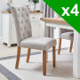 Solid Oak Small Extending Table 4 x Oatmeal Fabric Chairs