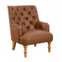 Chatsworth Tan Brown Faux Leather Button Upholstered Armchair