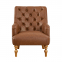 Chatsworth Tan Brown Faux Leather Button Upholstered Armchair