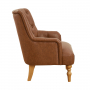 Chatsworth Tan Brown Faux Leather Button Upholstered Armchair