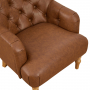 Chatsworth Tan Brown Faux Leather Button Upholstered Armchair