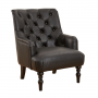 Chatsworth Black Faux Leather Button Upholstered Armchair