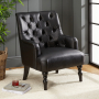 Chatsworth Black Faux Leather Button Upholstered Armchair