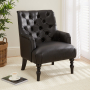 Chatsworth Black Faux Leather Button Upholstered Armchair