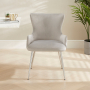 Amore Grey Velvet Dining Chair with Chrome Legs