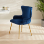 Amore Blue Velvet Dining Chair with Gold Legs