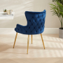 Amore Blue Velvet Dining Chair with Gold Legs