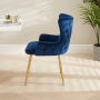 Amore Blue Velvet Dining Chair with Gold Legs