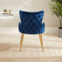 Amore Blue Velvet Dining Chair with Gold Legs