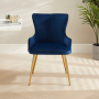 Amore Blue Velvet Dining Chair with Gold Legs