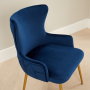 Amore Blue Velvet Dining Chair with Gold Legs