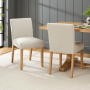 Monty Natural Linen Dining Chair with Oak Legs