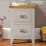 Downton Grey Painted Slim 2 Drawer Bedside Table