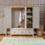 Downton Grey Painted Triple 3 Door Mirrored Wardrobe with 3 Drawers