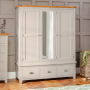 Downton Grey Painted Triple 3 Door Mirrored Wardrobe with 3 Drawers