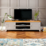 Downton Grey Painted Large Widescreen TV Unit - Up to 80" TV Size