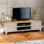 Downton Grey Painted Large Widescreen TV Unit - Up to 80" TV Size