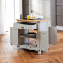 Downton Grey Painted Small Kitchen Island with Granite Top