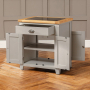 Downton Grey Painted Small Kitchen Island with Granite Top