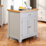 Downton Grey Painted Small Kitchen Island with Granite Top