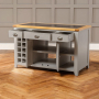 Downton Grey Painted Large Kitchen Island with Black Granite Top