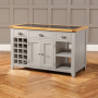 Downton Grey Painted Large Kitchen Island with Black Granite Top