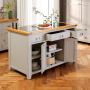 Downton Grey Painted Large Kitchen Island with Black Granite Top