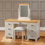 Downton Grey Twin Pedestal Dressing Table Set with Mirror & Stool