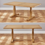 Cotswold Oak 1.8m Refectory Dining Table and 4 Cotswold Cream Chairs