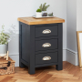 Cotswold Charcoal Grey Painted 3 Drawer Bedside Table