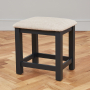 Cotswold Charcoal Grey Painted Stool with Natural Fabric Seat Pad