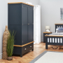 Cotswold Charcoal Grey Painted Double 2 Door Wardrobe