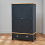 Cotswold Charcoal Grey Painted Double 2 Door Wardrobe