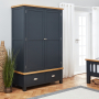 Cotswold Charcoal Grey Painted Double 2 Door Wardrobe