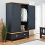 Cotswold Charcoal Grey Painted Double 2 Door Wardrobe