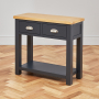 Cotswold Charcoal Grey Painted 2 Drawer Hall Console Table 