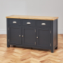 Cotswold Charcoal Grey Painted Large 3 Door Sideboard