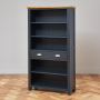 Cotswold Charcoal Grey Painted Tall Large Bookcase with Drawer