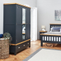 Cotswold Charcoal Grey Painted Triple 3 Door Wardrobe with Mirror