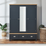 Cotswold Charcoal Grey Painted Triple 3 Door Wardrobe with Mirror