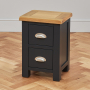 Cotswold Charcoal Grey Painted Slim 2 Drawer Bedside Table