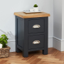 Cotswold Charcoal Grey Painted Slim 2 Drawer Bedside Table