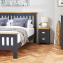 Cotswold Charcoal Grey Painted Slim 2 Drawer Bedside Table