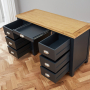 Cotswold Charcoal Grey Painted Large Twin Pedestal Desk