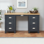 Cotswold Charcoal Grey Painted Large Twin Pedestal Desk